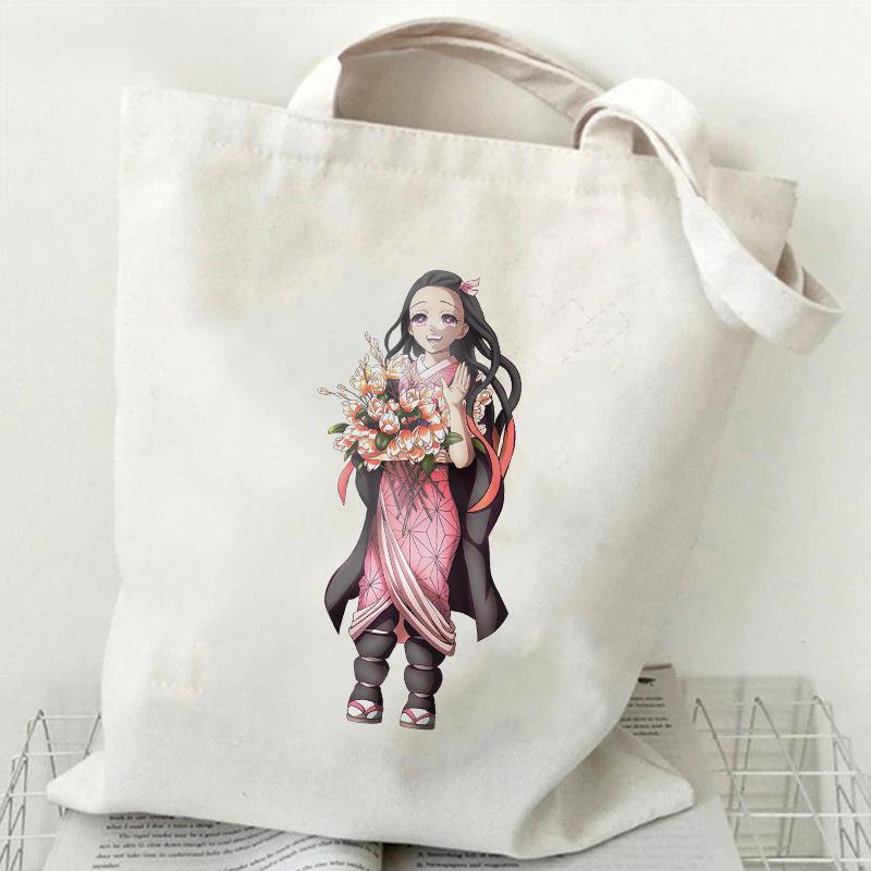 Japan cartoon comics Nezuko Kamado Demon Slayer Printed Canvas Bag Student Shoulder Bag Tote Bag 7550