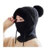 Knitting Hat Women Windproof Insulated Design Winter Hat with Plush Ball Unique Texture 3-in-1 Thickened Hat Face Guard Scarf