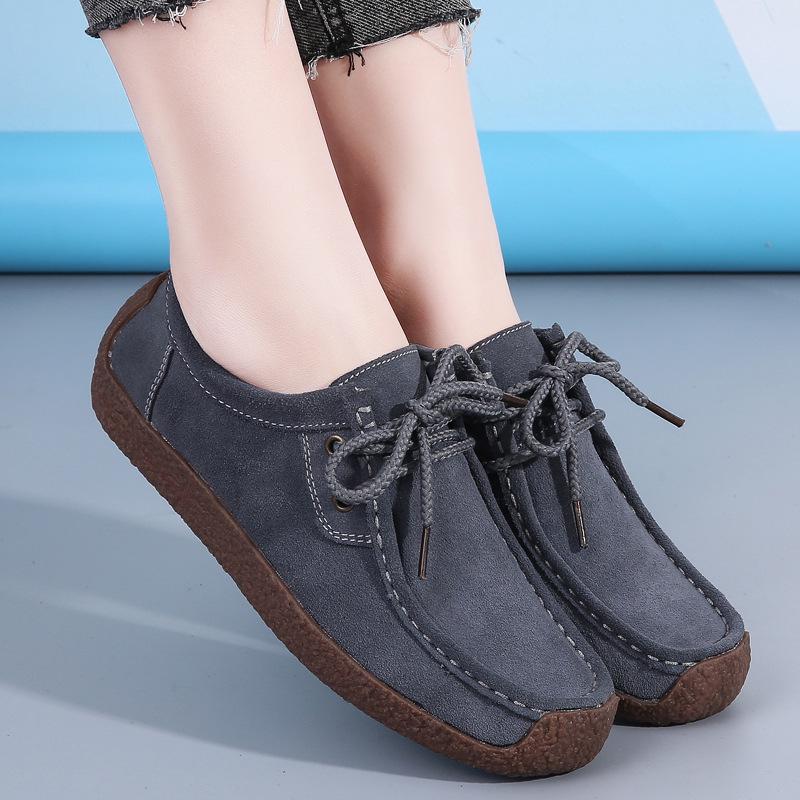 Women's Plus Size Suede Moccasins - 2025 Spring/Autumn Collection with Flat Sole and Cross-Border Tendon Design