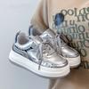 Campus Style 22 Autumn Leather Thick-soled Silver Sweet Muffin Bottom Lightweight Wear-resistant Board Shoes