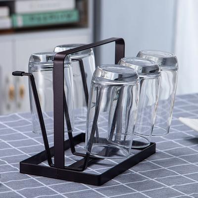 Steel Bottle Cup Hanging Drying Rack 6 Hook Organizer for Drinking Glass Containers with Protective Rubber Ends Hooks