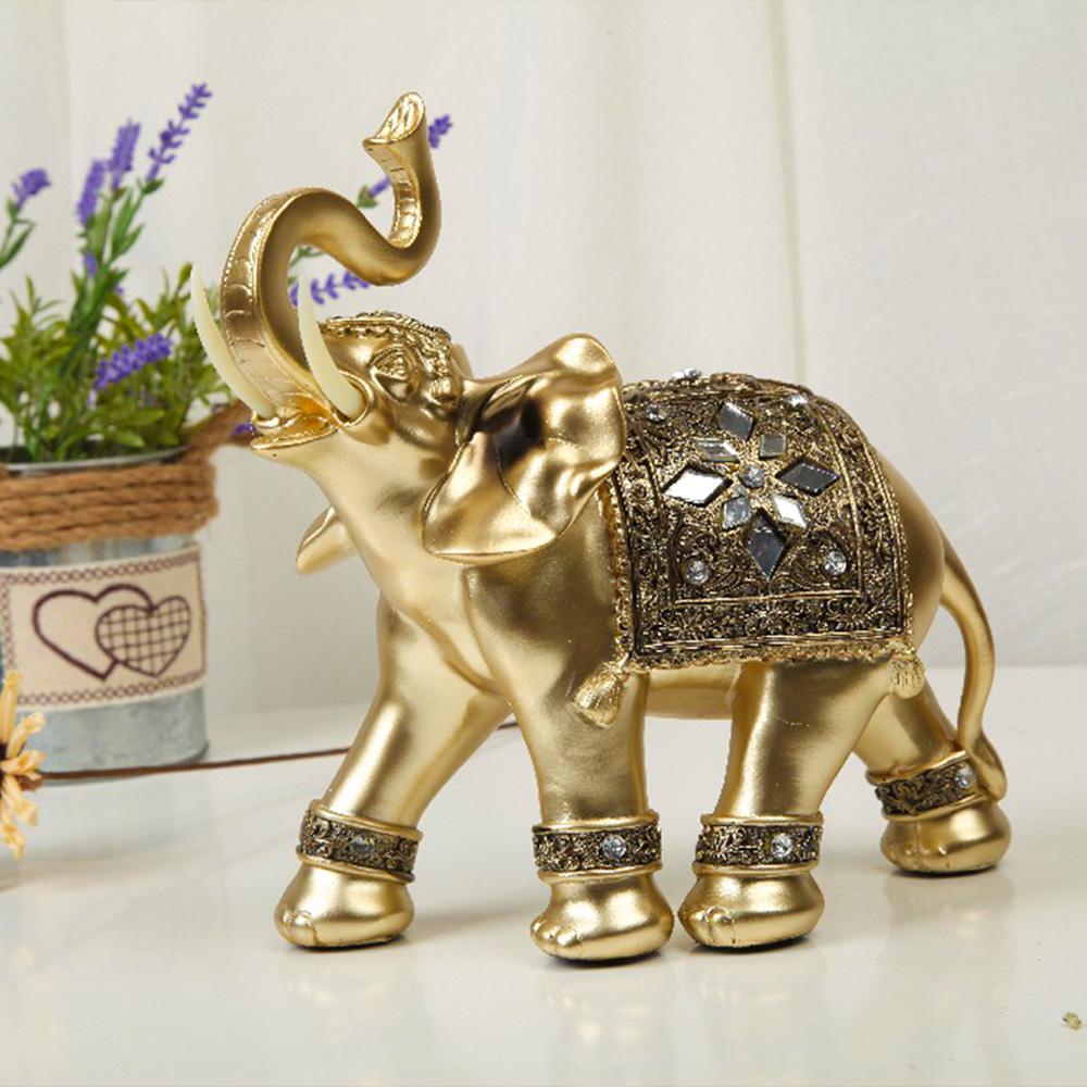 Lucky Elephant Decoration Statue Cute Elephant Figurines Statue for Living Room Bedroom Decor