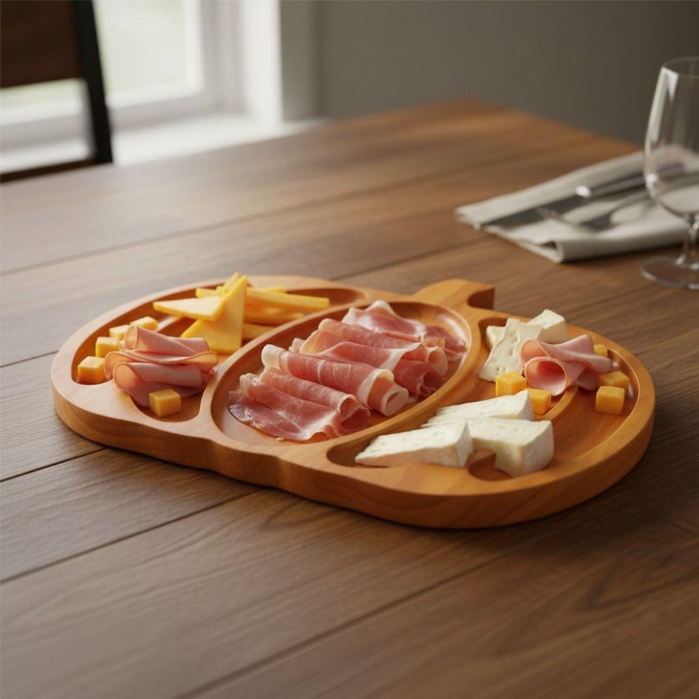 5 Grid Snack Serving Plate with Compartment Nut Platter Halloween Pumpkin Snack Tray Tea Table
