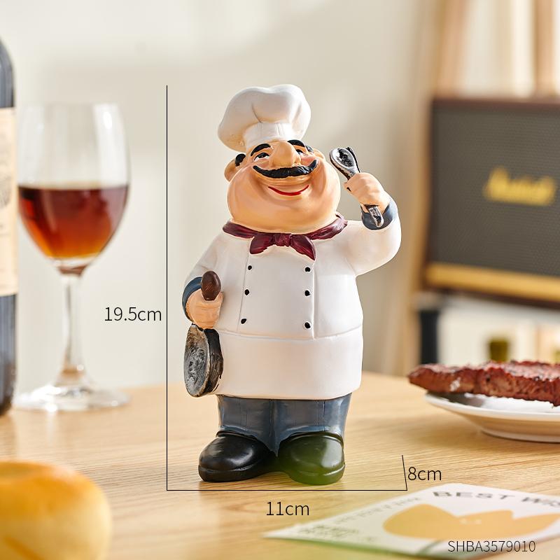 Smiling Chef Figurine Cartoon Character Sculpture And Aesthetic Statue Folk Art Ornaments Desk Accessories Living Room Home Decoration