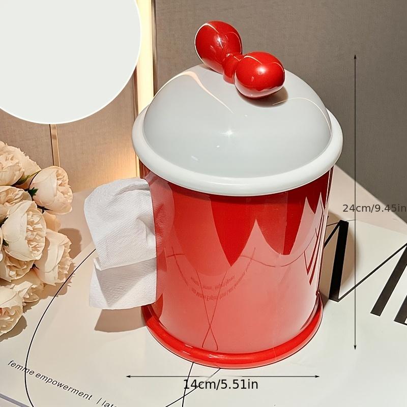 1pc Round Plastic Tissue Box Holder with Cute Mouse Ears Design, Dispenser for Storing Facial Tissues, Ideal for Home Decor In Living Room or Bathroom