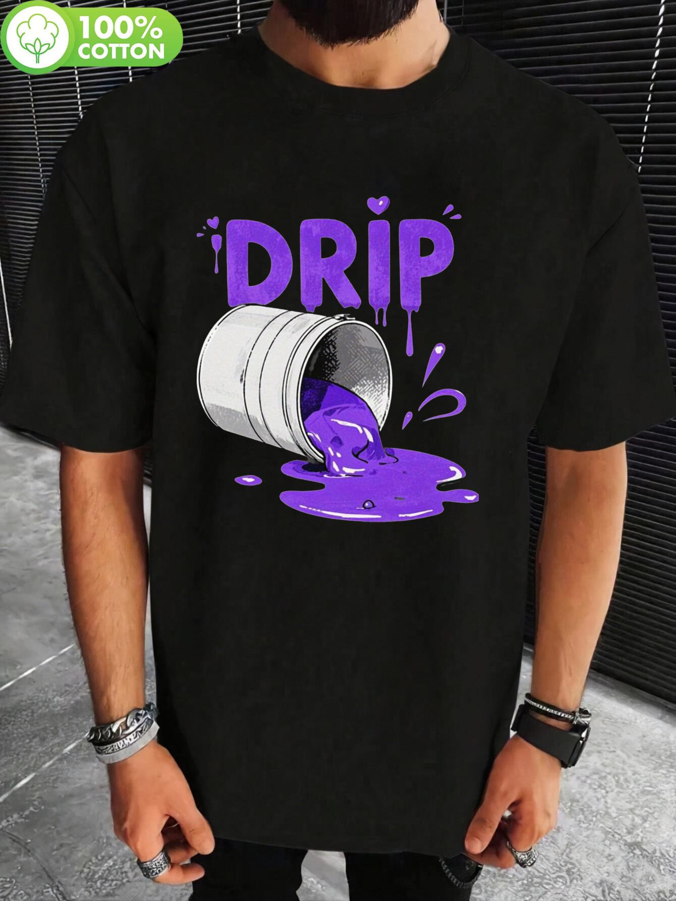 

Local Soft Cotton Graphic T-shirt with Bold Drip Paint Design - Black with Purple & Pink Accents XXXXL