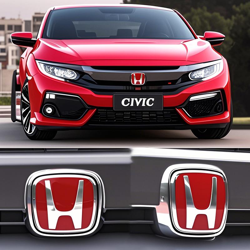 Car Mirror surface Logo Front Grille Trunk Steering Wheel Decoration Accessories For 2006-2019Honda Civic 8th 9th 9.5th 10th Gen aju256