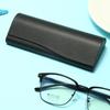 High-Grade Black Leather Glasses Case: Anti-Pressure Myopia & Optical Reading Protection