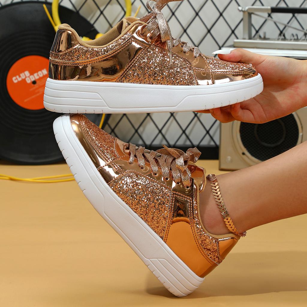 Thick-soled Sequined Board Shoes Heighten Casual Sports Shoes Breathable and Lightweight Outdoor Flat Shoes Couple Tide Shoes