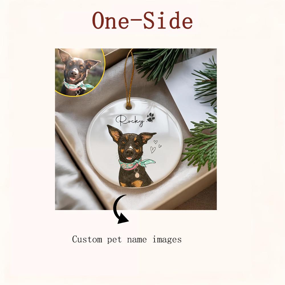

Personalized Watercolor Pet Photo Ornament Custom Dog Or Cat Memorial Keepsake Gift Custom One Side Two Side Accessories