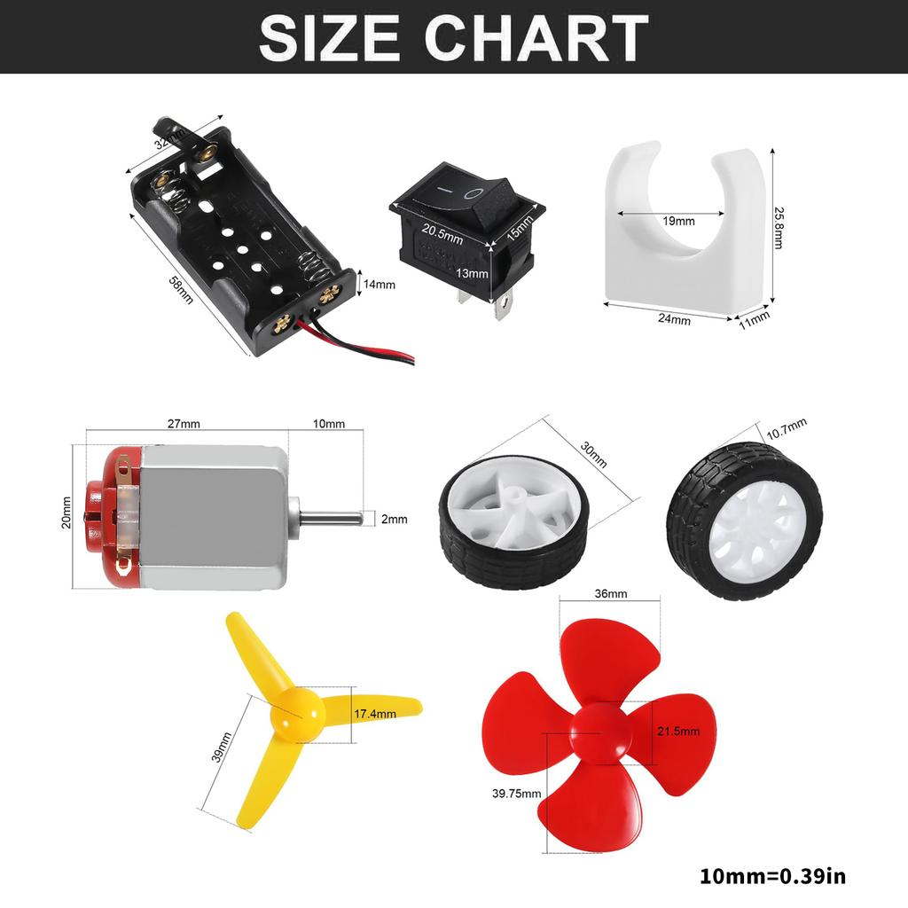 DC Motor Kits With Accessories For DIY Science Projects Including Battery Holder Switch Propeller And Plastic Gears
