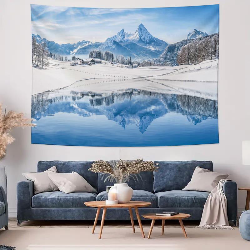 Winter Snow Mountain Landscape Tapestry Bedroom Living Room Wall Art