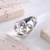 925 Sterling Silver Rings For Women Geometric Fine Jewelry Finger Adjustable Simple Retro Face Shap Ring For Party Birthday Gift