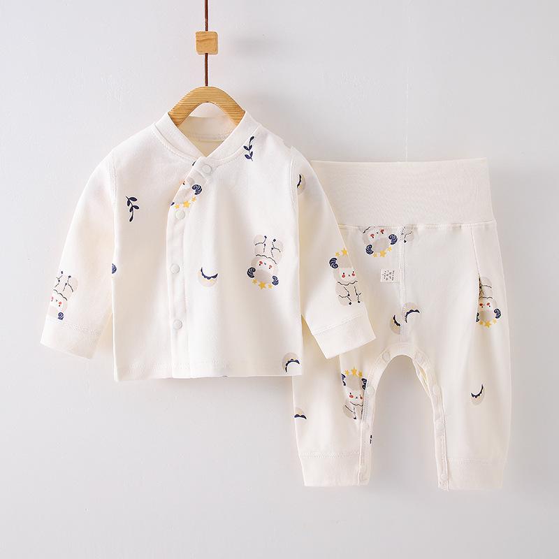 Children's Spring & Autumn High-Waist Belly Protection Underwear Set - Boneless Split Top & Trousers