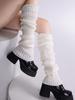Acrylic Slouch Knitted Solid Khaki White Black Grey Breathable Keep Warm Leg Warmer Boot Socks for Women
