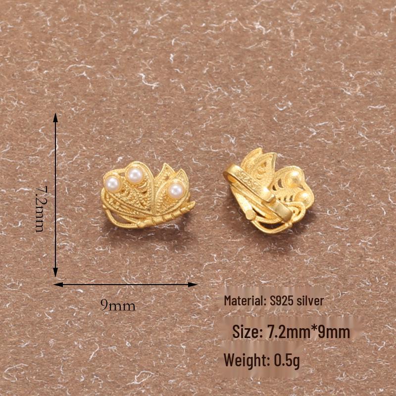 Gold Plated S925 Silver Butterfly Pearl Zircon Clasp DIY Bracelet Connector P24