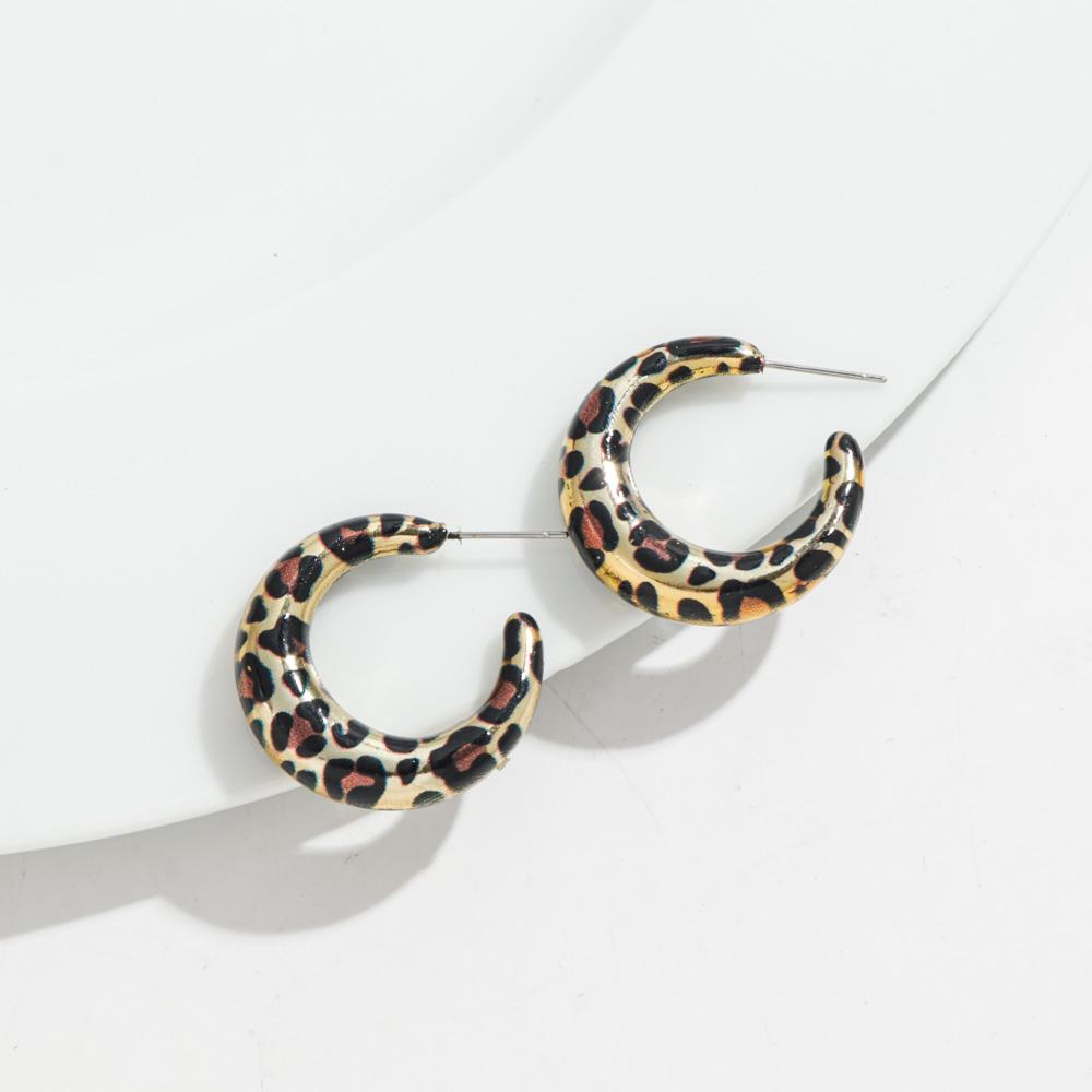 Vintage Leopard Gold Plated Earring Hoops for Women Exaggerated Chunky Geometric Circle Huggies Earrings Statement Jewelry Gifts