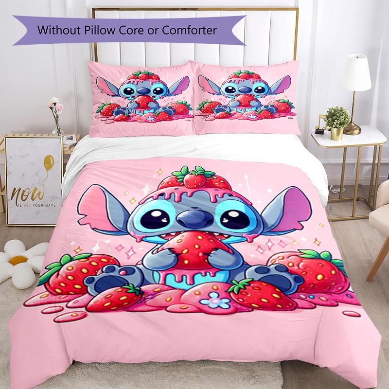 3pcs Stitch Bedding Set Duvet Cover Closure Includes 1 Duvet Cover & 2 Pillowcases, Soft and Comfortable for All Seasons.