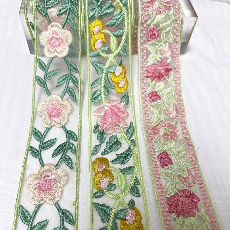 Vintage Ethno-Stil Chinesische Stickerei Spitze Chinesischen Stil Organza Stickerei Hanfu Kleidung Rock Seite Rand Zubehör Zubehör