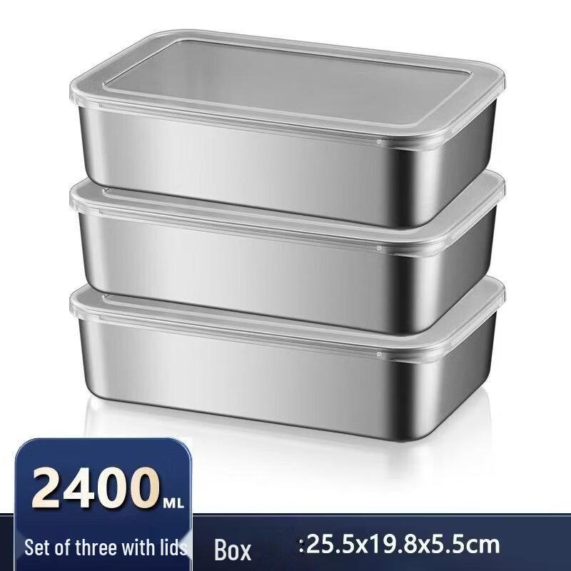 ZISIZ Stainless Steel Rectangular Food Storage Container Set