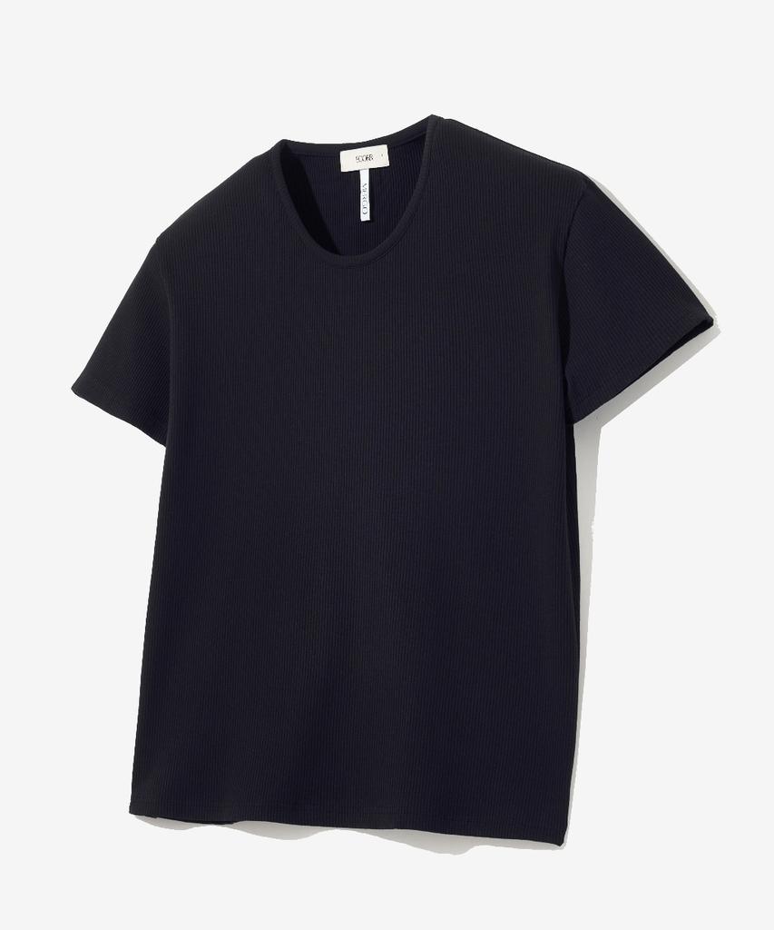 ECORR [Ecr X Mergo] Ribbed Round Neck Short Sleeve T-Shirt : 4 Colors