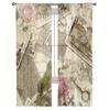 Vintage Alte Papier Gardinen für Wohnzimmer Transparent Tüll Fenster Behandlungen Schlafzimmer Küche Home Decor Schleier Vorhänge