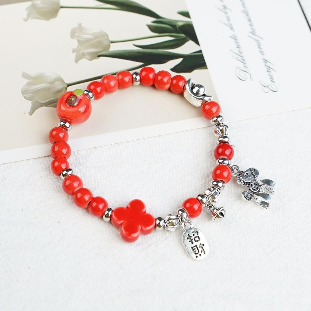 Ceramic beaded bracelet small fresh ancient style national style simple bracelet summer