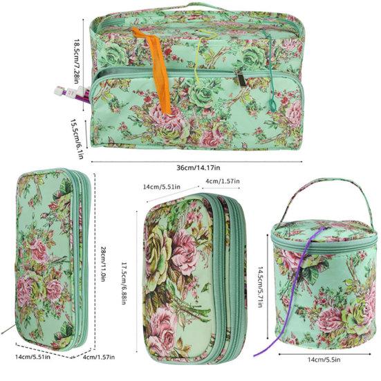 Portable Knitting Yarn Storage Tote Bag Crocheting Needle Hooks Organizer Pouch