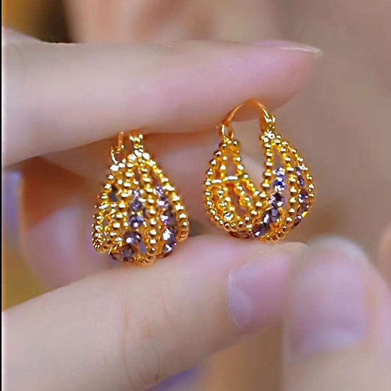 Luxury Large Exaggerated Diamond Hoop Earrings for Women - Cold Style Fashion Jewelry