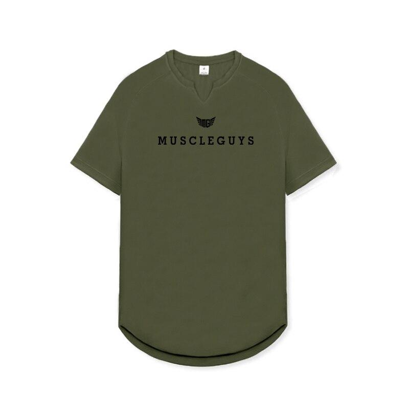 Muscleguys New Arrivals Spring and Summer V-neck Fitness Clothes Slim Fashion Short Sleeves Easy Matching