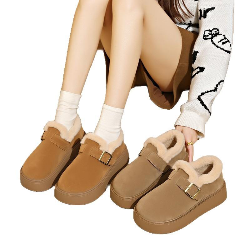 New Winter Korean Version Retro Versatile Student Bread Shoes Non-slip and Comfortable Cotton Shoes Women Wear Velvet Warm Cotton Shoes