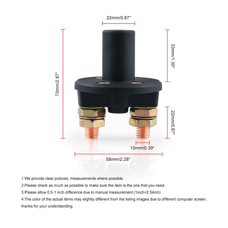 Car Power Switch Battery Switch Circuit Breaker Main Switch 2 Screw Terminals Cut-off Switch Insulated Rotary Switch Key 300A