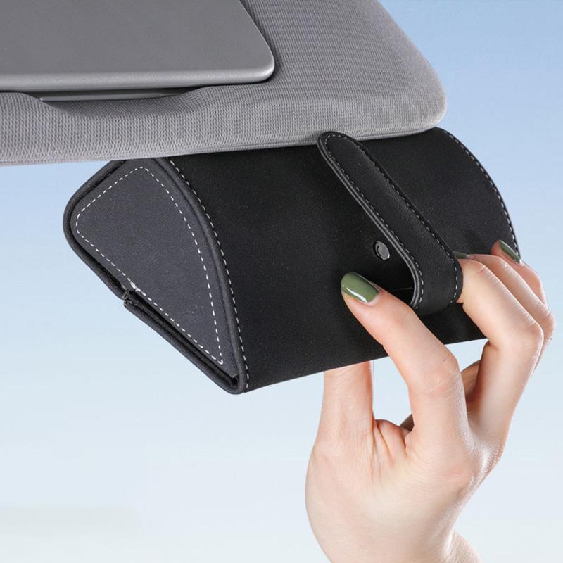 Car Sun Visor Glasses Holder Sunglasses Organizer Holder Storage Pouch Ticket Card Clip Case Eyeglasses Storage Car Accessories