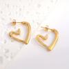 1 Pair 304 Stainless Steel Heart Stud Earrings, 18K Gold Plated, for Valentine/Wedding/Anniversary/Casual Wear, Teenager Gift