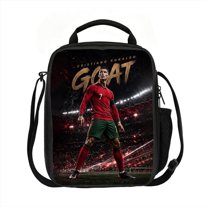 Leer, Reis Geïsoleerde Lunchtassen Ronaldo Thermische Tas Voetbalster Lunchcontainer Lekvrije Tote Lunchbox Voedselopbergzakken
