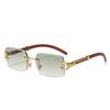 Classic Vintage Rimless Square Leopard Head Sunglasses Ladies Men Fashion Luxury  Designer Travel Wooden Metal Sun Glasses