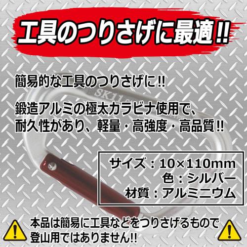 SK11 (SK11) Aluminum Carabiner HG Silver 10ÁE10mm SAC-HG
