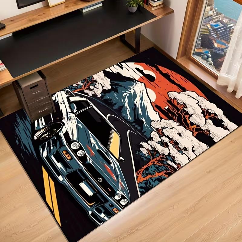 

Vintage Black Cat Floral Moon Area Rug Retro Gothic Living Room Carpet Non Slip Large Floor Mat for Bedroom Entryway Home Decor 40X60CM