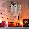 Halloween Handmade Woven White Ghost Tapestry Spooky Holiday Wall Hanging Decoration, Size S