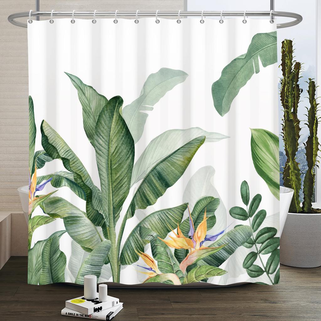 Watercolor Floral Shower Curtain Waterproof Easy To Clean Privacy Protection Print Botanical Design Elegant Bathroom Decor