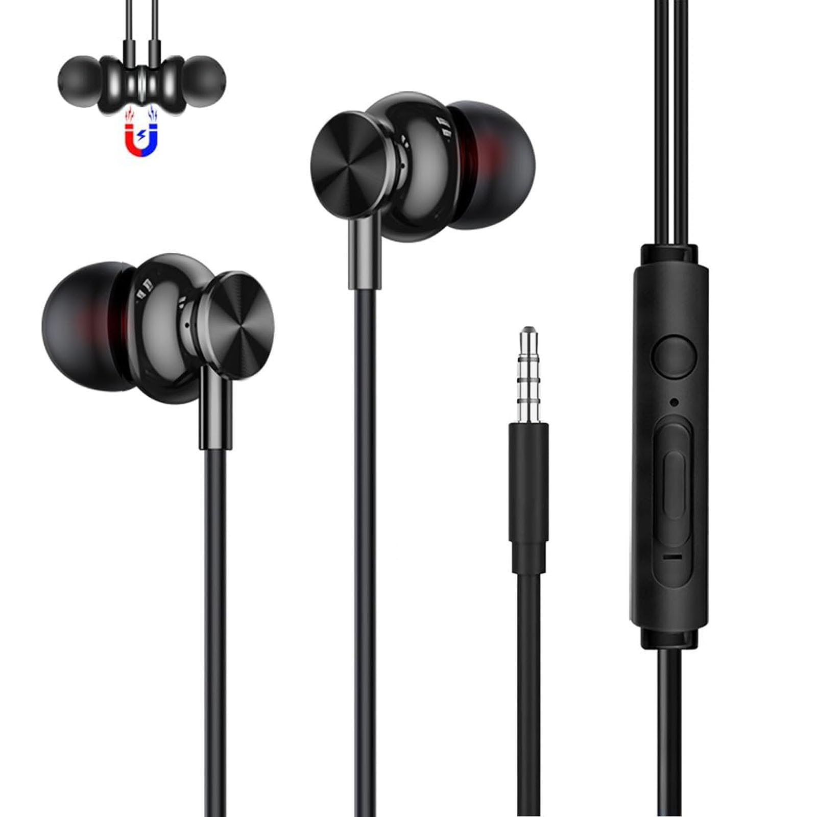 

Улучшенные проводные игровые наушники длиной 3 м с громкостью звука HIFI, совместимые с играми на ПК, и черные [модель 2025 года] наушники, разъем 3,5 мм, кабель, чёрный