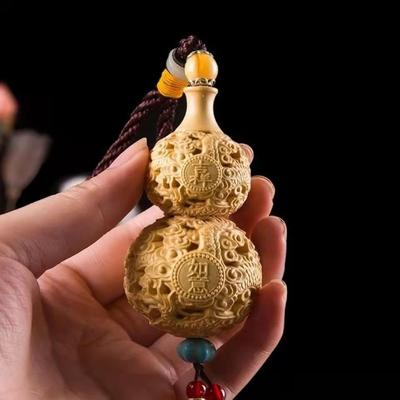 Xianglong Auspicious Ful Gourd Pendant Solid Wood Art Carving Home Decorations Home, Car Decoration Crafts