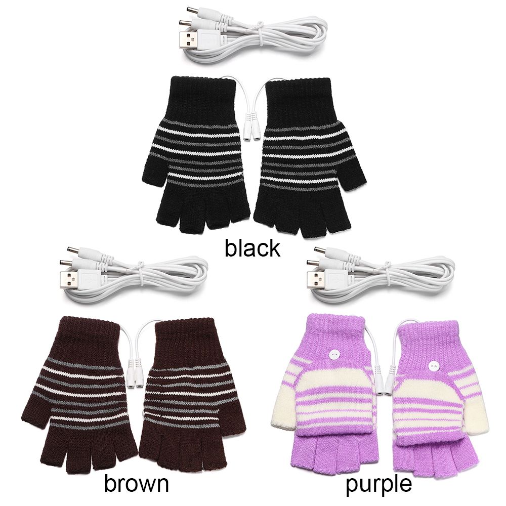 USB Winter Full&Half Finger Gloves Knitted Mitten Electric Heating Gloves Heated Gloves