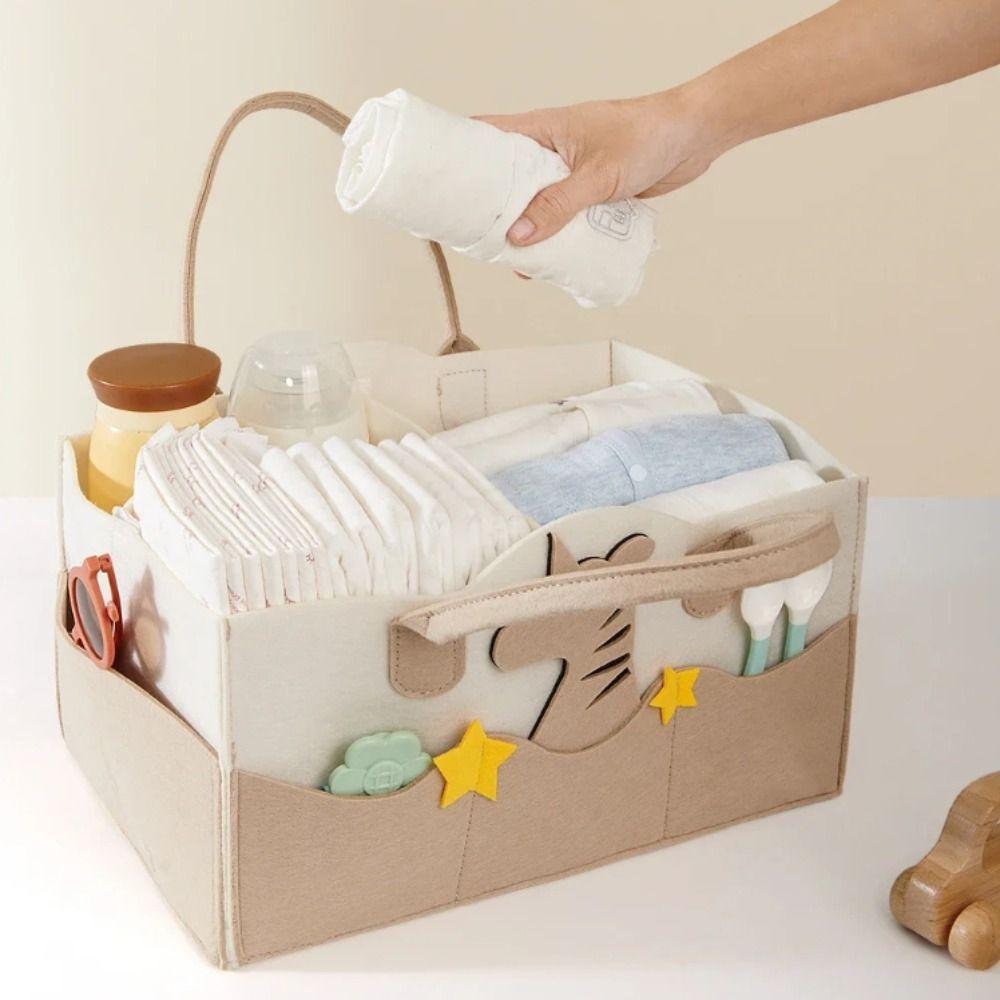 Felt Material Nursery Storage Bin Cartoon Print Baby Diaper Holder  Nursery Essentials