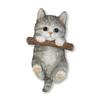 Woobia Tabby Cat Holding a Wooden Stick Magnet X X Cm Doll Figurine Ornament Animal Garden Decoration Realistic Cute Cat H23076 4.8 2.3 8.5