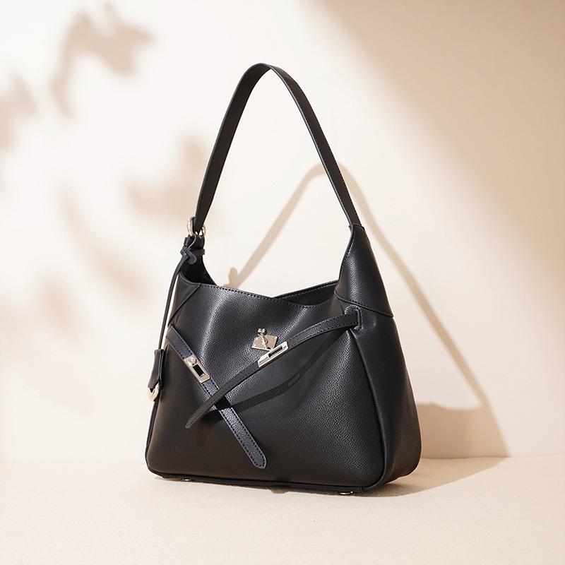 Autumn and winter leather large-capacity shoulder tote bag, niche design high-end underarm bag for women