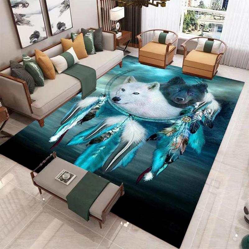 

Ковер Волк Дикое животное Придверный коврик Богемный стиль Ловец снов Коврик для гостиной Ванной комнаты Декор Лесной дикий мир Напольный коврик 40x60cm 16x24 inch