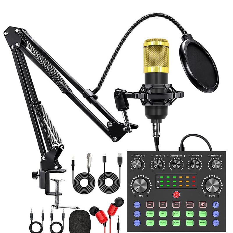V8S Live Sound Card Podcast Equipment Bundle,with Microphone Set Device,Music/Recording Live Streaming For DJ Disco Device