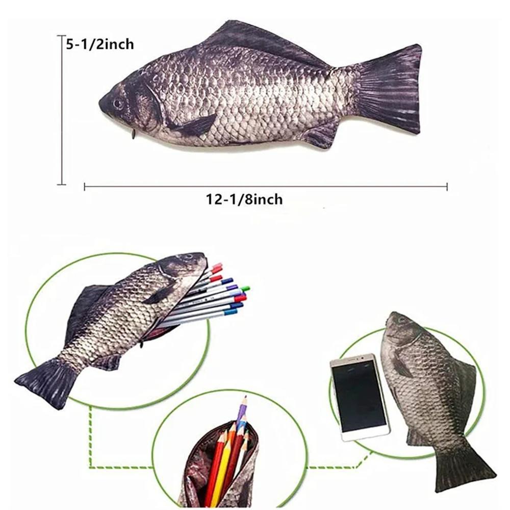 Pencil Case Fish Shaped Novelty Fish Pen Bag Fish Coin Purse Funny Pencil Case Gifts for Office Supply