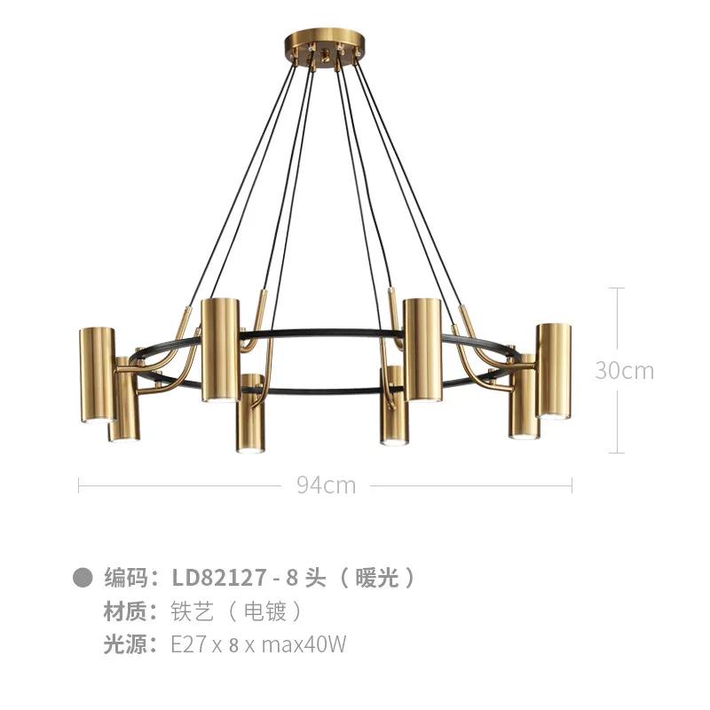 Minimalist Chandeliers Gold LED Black Ring Living Room Dining Lighting Bedroom Hanglamp  Wire Adjustable